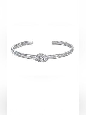 LC Lauren Conrad Silver Tone Braided Textured Knot Cuff Bracelet